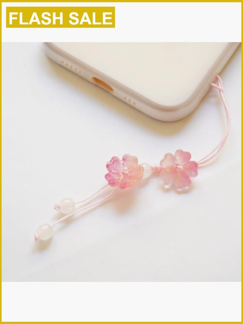 Handmade Beaded Phone Lanyard, Braided Flower Charm, Key Chain, Bag Charm - Picture 4 of 5